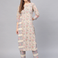 Women Beige & Grey Kurta Set