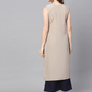 Women Beige & Navy Blue Kurta Set