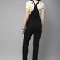 Women Black Washed Cropped Denim Dungarees