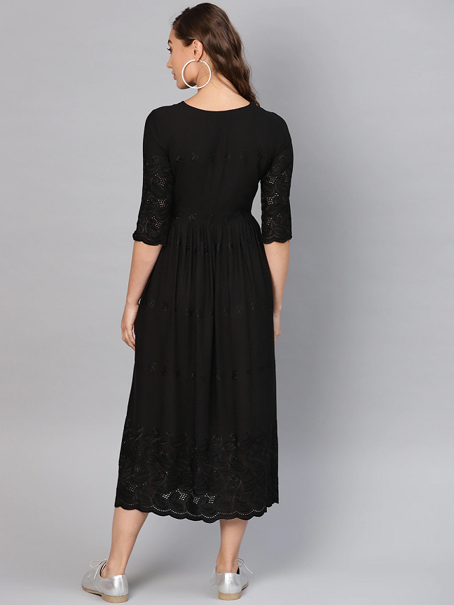 Women Black A-Line Dress – Amy's Cart