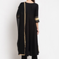Women Black Kurta with Trousers & Dupatta