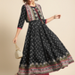 Women Black Printed Anarkali Kurta & Waistcoat