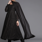 Women Black Embroidered Mirror Work Kurta Set
