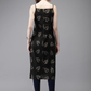 Women Black Printed Straight Kurta