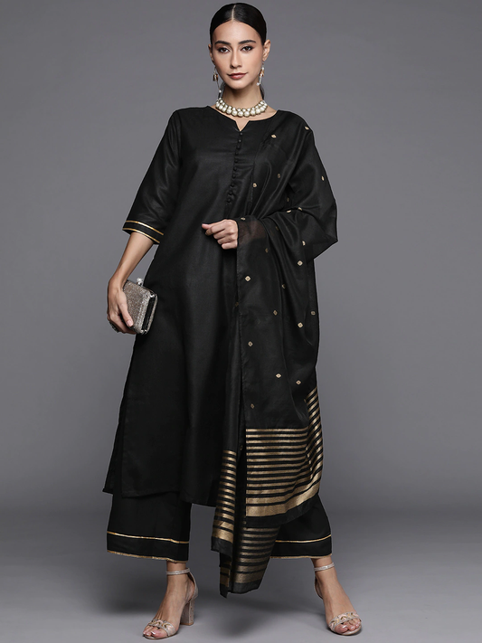 Women Black Pure Cotton Kurta Set