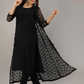 Women Black Kurta Set & Jacket