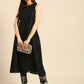 Women Black Regular Embroidered Kurta with Trousers