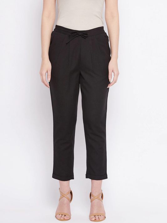 Women Regular Fit Pleated Trousers