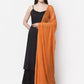Women Sleeveless Black Rayon Kurta set with Orange Dupatta