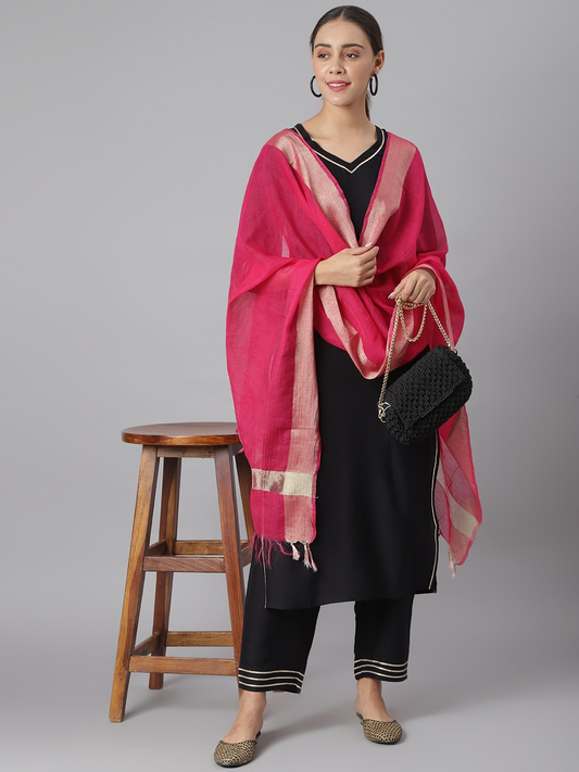 Women Black Solid Kurta Set