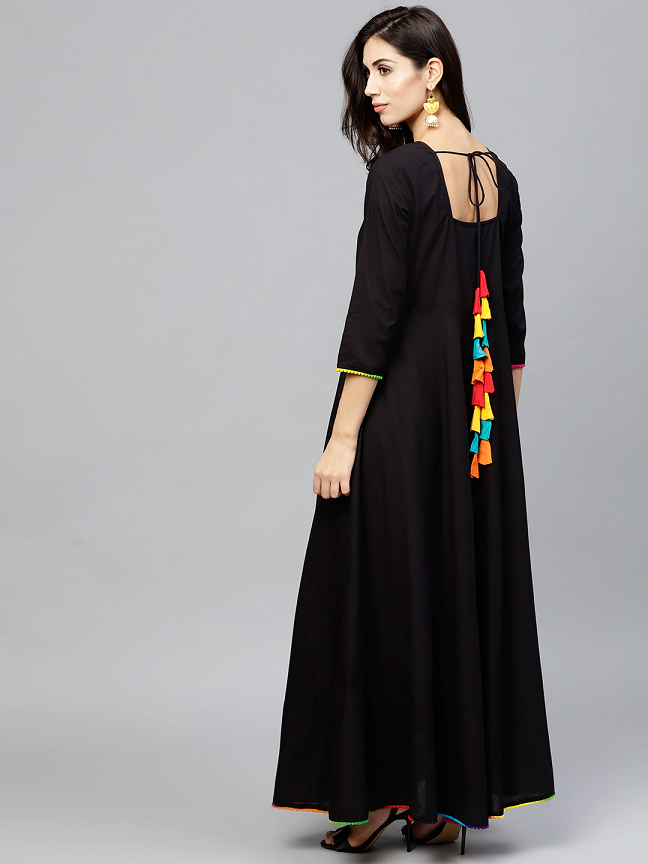 Women Black Solid Maxi Dress