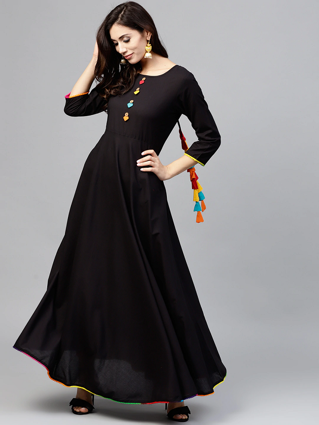 Women Black Solid Maxi Dress