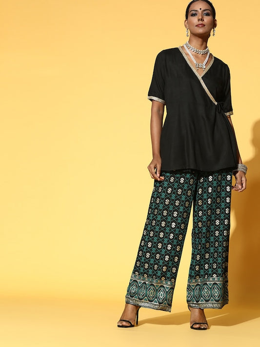 Women Black Viscose Rayon Kurta set