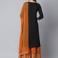 Women Black Woven Design Kurta Set