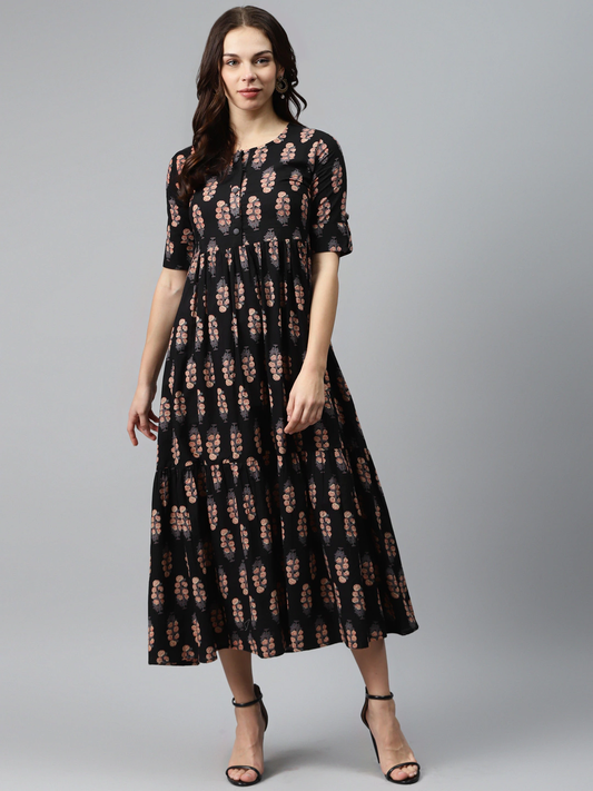 Women Cotton Printed Maxi Dress