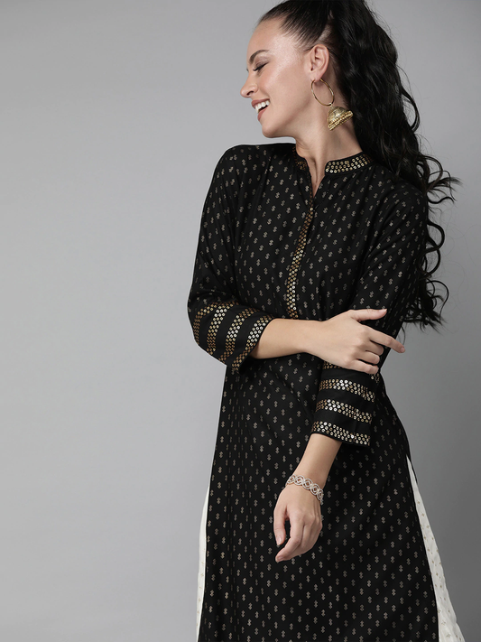 Women Foil Printed Straight Kurta