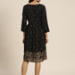 Women Black & Golden Ethnic A-Line Dress