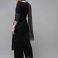 Women Black & Golden Kurta with Palazzos & Dupatta