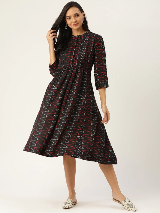 Women Chevron Print A-Line Dress