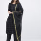 Women Black & Off White Printed Kurta with Palazzos & Dupatta