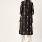 Women Black & Red Floral Kurta Set