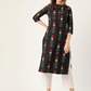 Women Black & Red Floral Kurta Set
