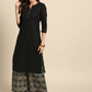 Women Black & Teal Green Pure Cotton Kurta Set