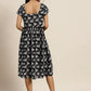Women Black & White Cotton Floral Print A-Line Dress