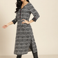 Women Black & White Ethnic Kurta Set