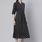 Women Black & White Printed Cotton Dress