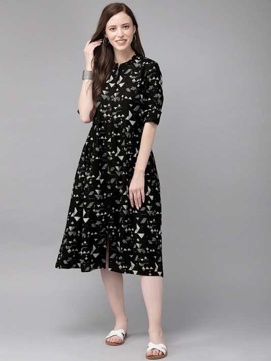 Women Black & White Printed Kurta