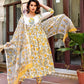 Women Block Printed Anarkali Kurta and Pant Set with Dupatta