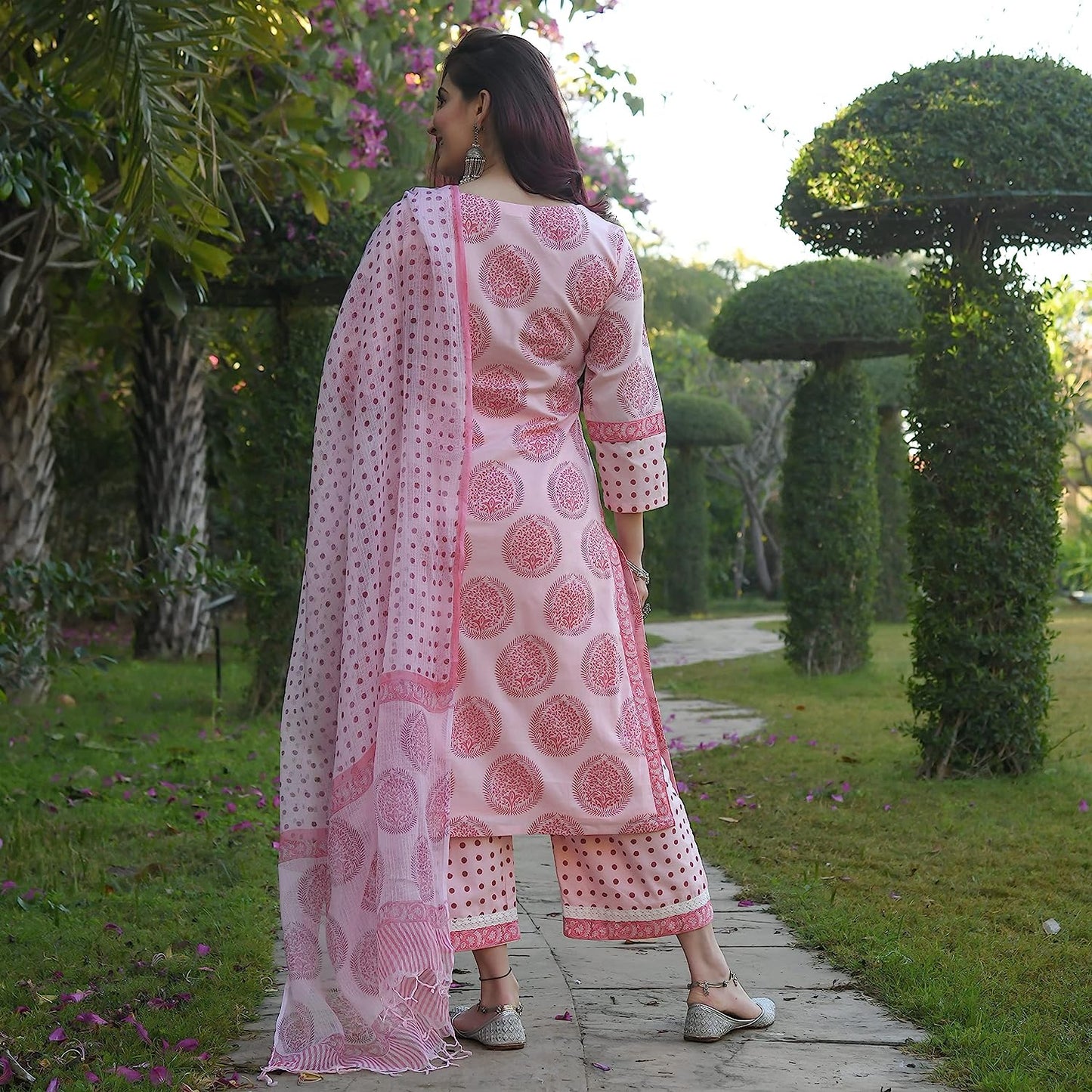 Women Block Printed Kurta and Pant Set with Dupatta