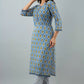 Women Blue Cotton Blend Kurta set