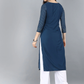 Women Blue Motifs Chikankari Kurta