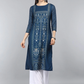 Women Blue Motifs Chikankari Kurta