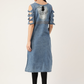Women Blue Embroidered Denim Kurta