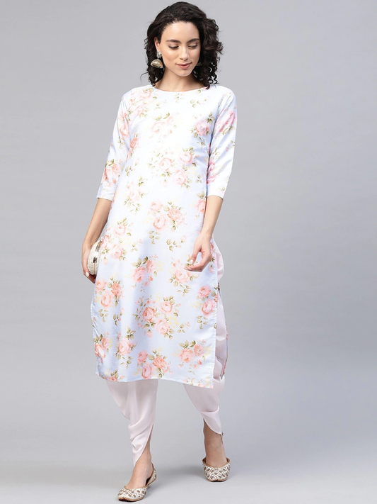 Women Blue Floral Printed Kurta Set