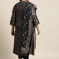 Women Blue Floral Printed Pleated Kurta with Trousers & Dupatta