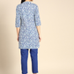 Women Blue Floral Printed Kurta with Trousers