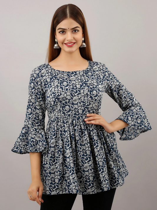 Women Blue Floral Printed Top