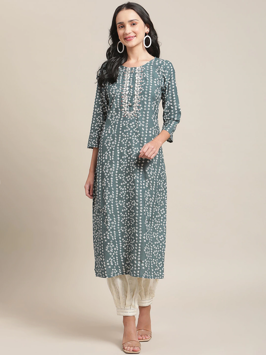 Women Blue Geometric Printed Kurta