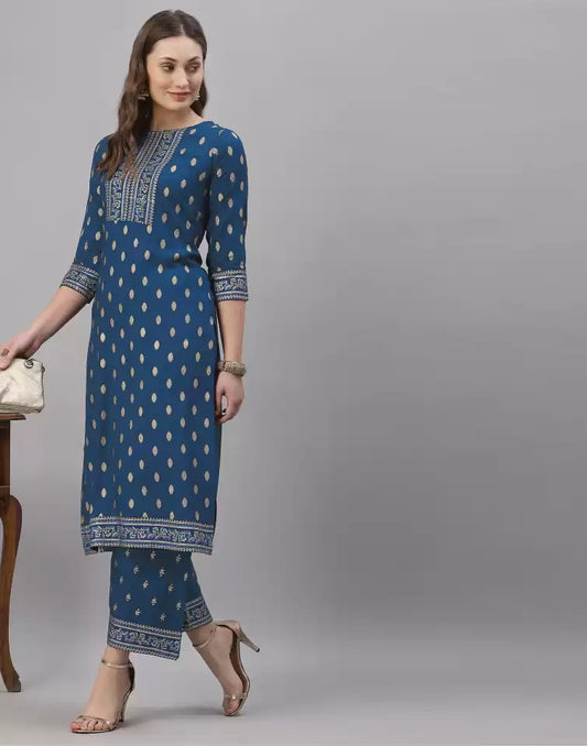 Women Blue Kurta Palazzo set