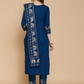 Women Blue Kurta with Trousers & With Dupatta