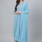 Women Blue Printed Kurta Set