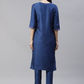 Women Blue Printed Kurta with Trousers