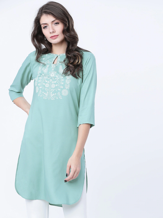 Women Blue Printed Tunic