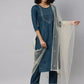 Women Blue Silk Blend Kurta set