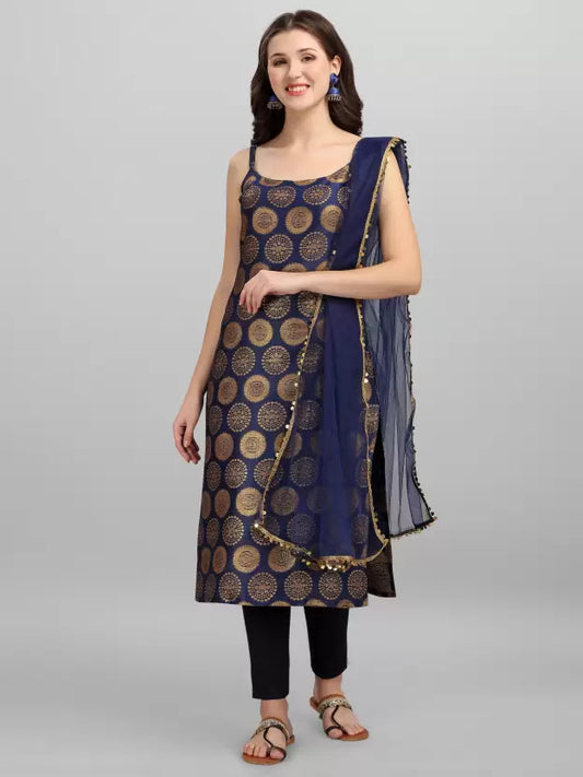 Women Blue Sleeveless Kurta set with Dupatta