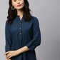 Women Green/Blue Solid Straight Kurti